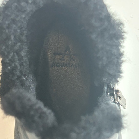 Aquatalia black fur lined leather hi top sneaker booties, 8 - Picture 7 of 7